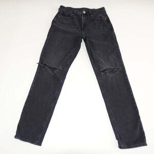 American Eagle Women's Strigid Mom Jeans Size 2 Regular Black High Rise Denim 2R